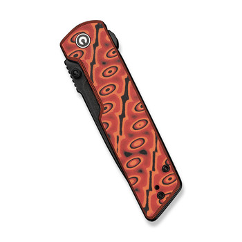Civivi Zygon Folding Knife Orange/Black Vortex Micarta Handle Nitro-V Plain Edge Black Stonewash Finish C25035-2