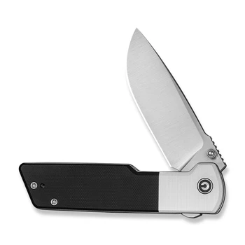 Civivi Zygon Folding Knife White/Black G10 Handle Nitro-V Plain Edge Satin Finish C25035C-1
