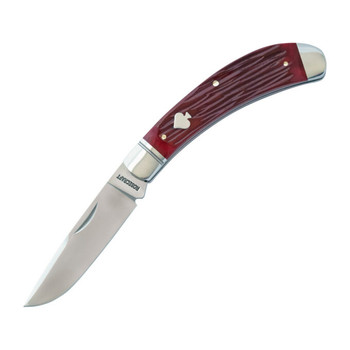RoseCraft Obed Creek Bow Trapper Folding Knife Red Jigged Bone