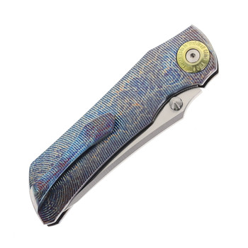 TwoSun Folding Knife Color Titanium Handle YJ01-V2 Drop Point Plain Edge Satin Finish TS622-YJ01-Color
