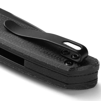 Olitans Knives Avis G079 Folding Knife Black Micarta Handle 14C28N Drop Point Plain Edge Black PVD Finish