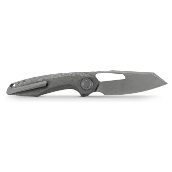 Vosteed Thunderbeast A4305 Folding Knife Acid Wash Gray Titanium 3.49" Acid Wash Stonewash M390 Reverse Tanto