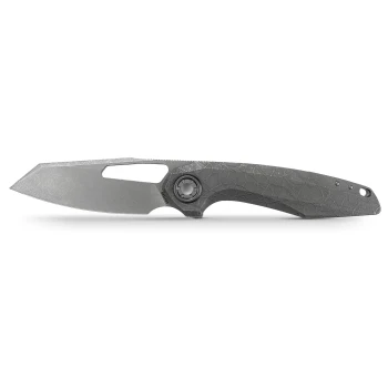 Vosteed Thunderbeast A4305 Folding Knife Acid Wash Gray Titanium 3.49" Acid Wash Stonewash M390 Reverse Tanto