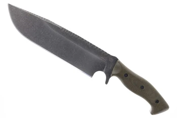Work Tuff Gear Bear Claw Fixed Blade SKS51 Dark Washed Rugged-P Blade Green Burlap Canvas Micarta Handle