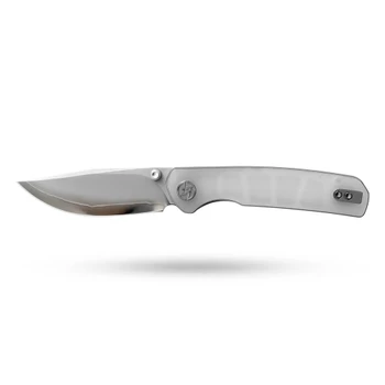 Olitans Knives Gecko G080 SE Folding Knife White Acrylic Handle SLD-Magic Drop Point Plain Edge Gradient Mirror Polish Finish
