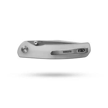 Olitans Knives Gecko G080 SE Folding Knife White Acrylic Handle SLD-Magic Drop Point Plain Edge Gradient Mirror Polish Finish