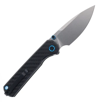 (Weak Detent) Open Box/Returned CJRB Latitude Folding Knife Carbon Fiber Handle S35VN Drop Point Plain Edge Stonewash Finish J1975-CF