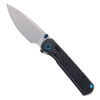 (Weak Detent) Open Box/Returned CJRB Latitude Folding Knife Carbon Fiber Handle S35VN Drop Point Plain Edge Stonewash Finish J1975-CF