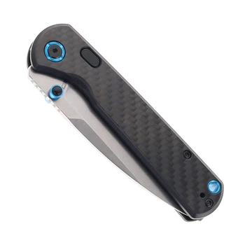 (Weak Detent) Open Box/Returned CJRB Latitude Folding Knife Carbon Fiber Handle S35VN Drop Point Plain Edge Stonewash Finish J1975-CF