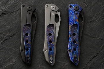 (Pre-Order Sale Ships in 4-5 months) Vanguard Knives Gavko Lemon Shark Folding Knife Gray Titanium Handle Semi Mirror M390 Blade