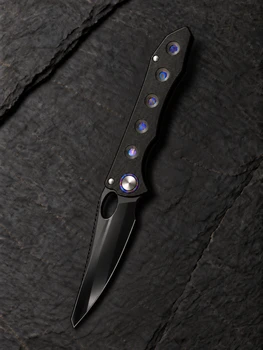 (Pre-Order Sale Ships in 4-5 months) Vanguard Knives Gavko Lemon Shark Folding Knife Black Titanium Handle Semi Mirror DLC M390 Blade