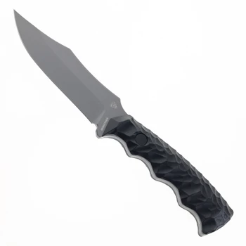 Iron Ethos Cyber Fixed Blade Knife Black G10 4.59" Gray Titanium Tone 14C28N Drop Point