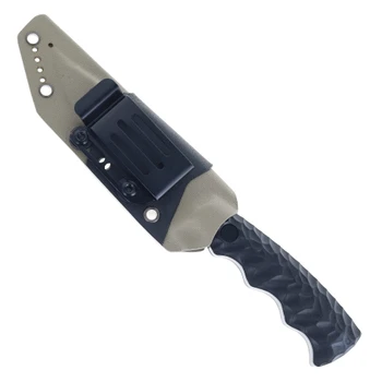 Iron Ethos Cyber Fixed Blade Knife Black G10 4.59" Gray Titanium Tone 14C28N Drop Point