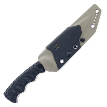Iron Ethos Cyber Fixed Blade Knife Black G10 4.59" Gray Titanium Tone 14C28N Drop Point