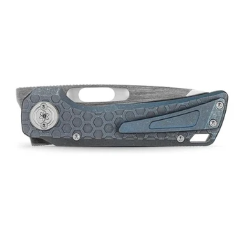 Vosteed Nymble Folding Knife Blue Titanium Handle Elmax Tanto Plain Edge Dual Satin/Bead Blast Finish A4703