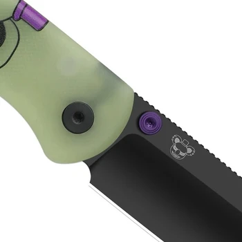 Kizer Drop Bear Halloween Special Edition Folding Knife Green/Black/Purple GID G10 Handle Elmax Drop Point Plain Edge Matte DLC Ultra Finish Ki3619HW1