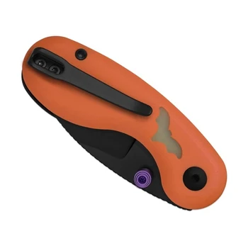Kizer Microbe Halloween Special Edition Folding Knife Orange/Green GID G10 Handle 14C28N Drop Point Plain Edge Black PVD Finish V2742HW1