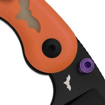 Kizer Microbe Halloween Special Edition Folding Knife Orange/Green GID G10 Handle 14C28N Drop Point Plain Edge Black PVD Finish V2742HW1
