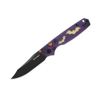 Kizer Pokiman BC Halloween Special Edition Folding Knife Purple/Yellow GID G10 and GID Acrylic Handle AEB-L Clip Point Plain Edge Black PVD Finish V3789HW1