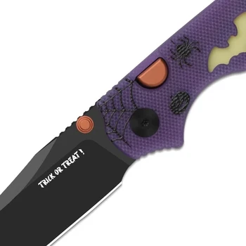 Kizer Pokiman BC Halloween Special Edition Folding Knife Purple/Yellow GID G10 and GID Acrylic Handle AEB-L Clip Point Plain Edge Black PVD Finish V3789HW1