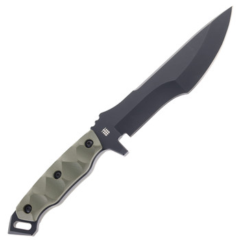 Halfbreeds Medium Infantry Fixed Blade Knife Green G10 Handle K110 Drop Point Plain Edge Black Teflon Coated Finish MIK-08