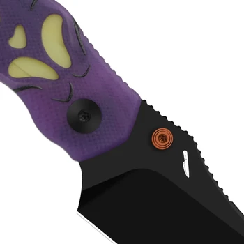 Kizer Mini Bulldog Halloween Folding Knife Purple/Yellow GID G-10/Acrylic Handle 2.56" Black PVD Nitro-V Sheepsfoot V3672SBDHW1