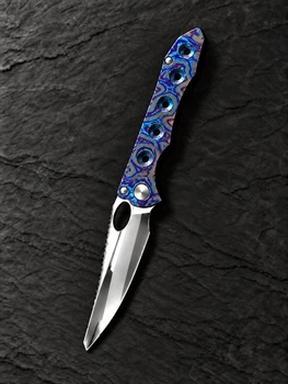 (Pre-Order Sale Ships in 5-6 months) Vanguard Knives Gavko Lemon Shark Folding Knife Black Timascus Handle Super Mirror  M390 Blade