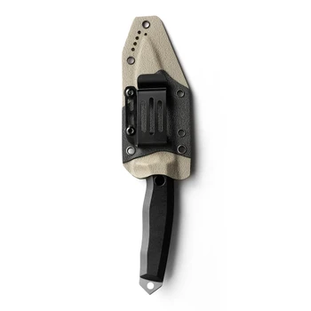 Iron Ethos KS-23 Outdoor Fixed Blade Knife Black G10 Handle 14C28N Drop Point Plain Edge Gray Titanium Tone Finish E11A52F-10