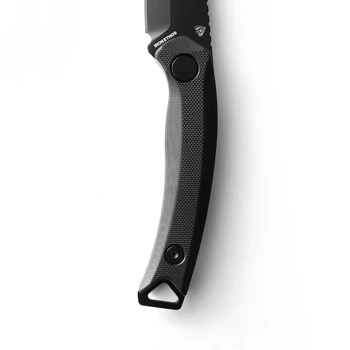 Iron Ethos Fizz Compact Fixed Blade Knife Black G10 Handle Nitro-V Drop Point Plain Edge Black Titanium Plated Finish