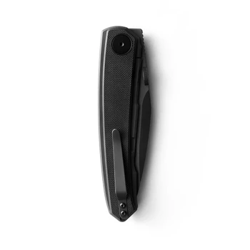 Iron Ethos Knife & Tool Trace Folding Knife Black G10 Handle Nitro-V Plain Edge 