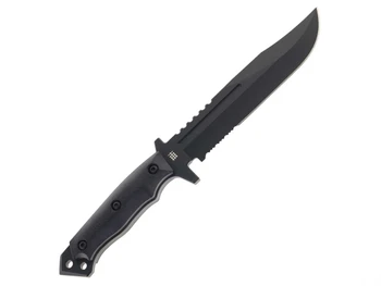 Halfbreed Blades LIK-01 Large Infantry Fixed Blade Knife K110 D2 Blade Black G10 Handle