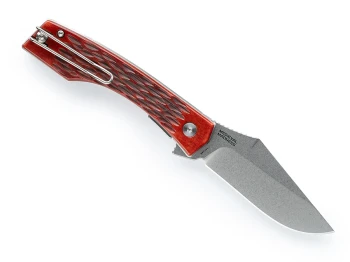 Finch Knives Medieval Madness Folding Knife Scotch Jigged Bone Handle 14C28N Clip Point Plain Edge Stonewash Finish MM310