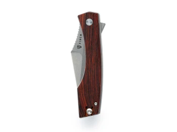 Finch Knives Medieval Madness Folding Knife Cocobolo Handle 14C28N Clip Point Plain Edge Stonewash Finish MM201