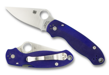 Spyderco Paramilitary 3 Folding Knife Midnight Blue G10 Handle S110V Plain Edge Para 3 C223GPDBL