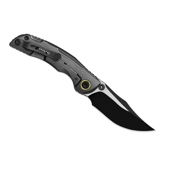 Kizer Silver Wing-Lite Folding Knife Dark Gray Titanium/Carbon Fiber Handle S45VN Modified Bowie Plain Edge Black PVD/Flat Brushed Blade ZX-FK09A1