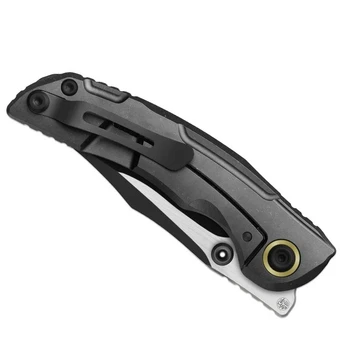 Kizer Silver Wing-Lite Folding Knife Dark Gray Titanium/Carbon Fiber Handle S45VN Modified Bowie Plain Edge Black PVD/Flat Brushed Blade ZX-FK09A1