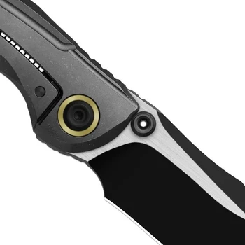 Kizer Silver Wing-Lite Folding Knife Dark Gray Titanium/Carbon Fiber Handle S45VN Modified Bowie Plain Edge Black PVD/Flat Brushed Blade ZX-FK09A1