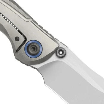 Kizer Silver Wing-Lite Folding Knife Silver Titanium/Carbon Fiber Handle S45VN Modified Bowie Plain Edge Stonewash Finish ZX-FK09A2