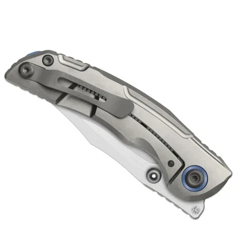 Kizer Silver Wing-Lite Folding Knife Silver Titanium/Carbon Fiber Handle S45VN Modified Bowie Plain Edge Stonewash Finish ZX-FK09A2