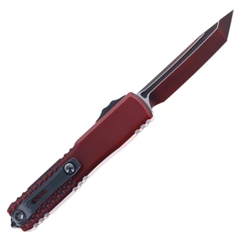 (Specs of Missing Paint) Open Box/Returned Microtech Ultratech Gen IV OTF Automatic Knife Red Abrasion Aluminum Handle T/E M390MK Red/Black Blade 11234HT-1RDAA