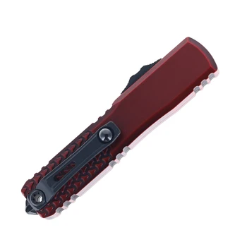 (Specs of Missing Paint) Open Box/Returned Microtech Ultratech Gen IV OTF Automatic Knife Red Abrasion Aluminum Handle T/E M390MK Red/Black Blade 11234HT-1RDAA