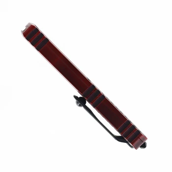 (Specs of Missing Paint) Open Box/Returned Microtech Ultratech Gen IV OTF Automatic Knife Red Abrasion Aluminum Handle T/E M390MK Red/Black Blade 11234HT-1RDAA