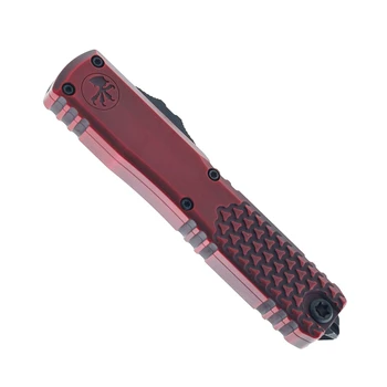 (Specs of Missing Paint) Open Box/Returned Microtech Ultratech Gen IV OTF Automatic Knife Red Abrasion Aluminum Handle T/E M390MK Red/Black Blade 11234HT-1RDAA