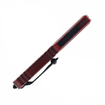 (Specs of Missing Paint) Open Box/Returned Microtech Ultratech Gen IV OTF Automatic Knife Red Abrasion Aluminum Handle T/E M390MK Red/Black Blade 11234HT-1RDAA