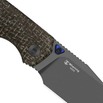 Kizer Wharning Folding Knife Black Aluminum/Black-Silver Norplex UltreX Micarta Handle CPM-S45VN Sheepsfoot Plain Edge Black PVD Blade V3738BW3