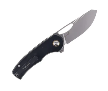 SixLeaf Folding Knife Black Titanium Handle S35VN Plain Edge SL-19