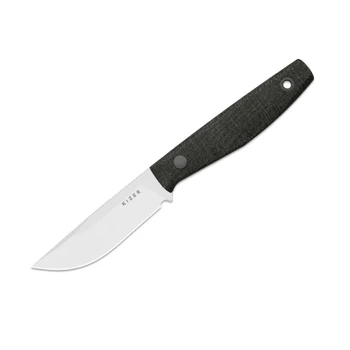 Kizer Dingo Fixed Blade Knife Black Micarta Handle AEB-L Modified Drop Point Plain Edge Satin Blade 1121A2