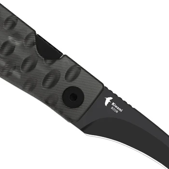 Kizer Kiwami Folding Knife Black Acrylic Handle BD1N Hawkbill Plain Edge Black PVD Blade V3809SH1