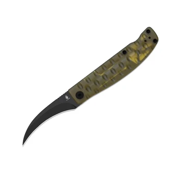 Kizer Kiwami Folding Knife Yellow PEI Handle BD1N Hawkbill Plain Edge Black PVD Blade V3809SH2