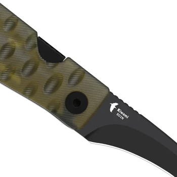 Kizer Kiwami Folding Knife Yellow PEI Handle BD1N Hawkbill Plain Edge Black PVD Blade V3809SH2